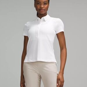 LULULEMON White Quick Dry Short Sleeved Polo Shirt size 6